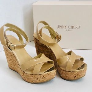 Authentic Jimmy Choo leather wedge sandals.